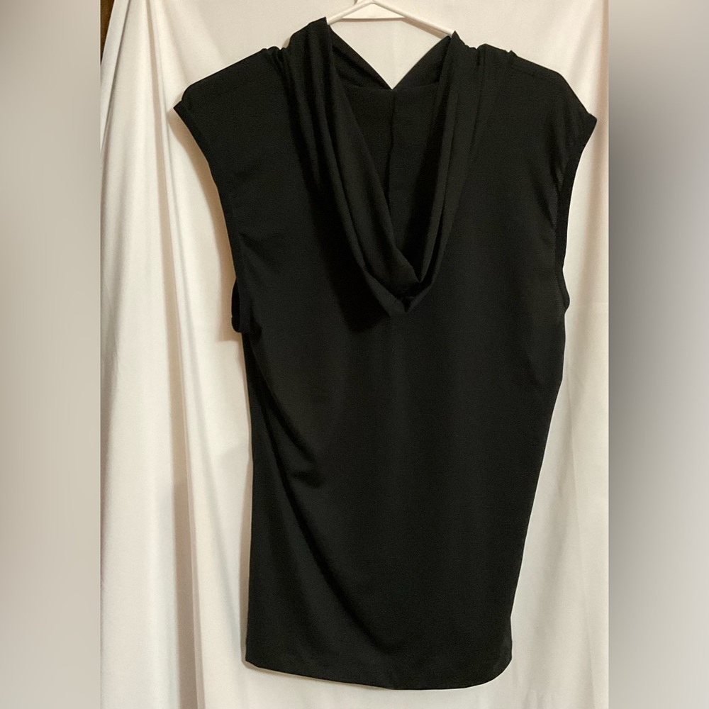 Male Power: Black silky feel male tank top with hoodie size large